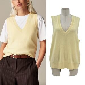 J. Crew Cashmere V-neck Sweater-Vest Sleeveless Knit Pale Corn‎ Yellow Size XXL